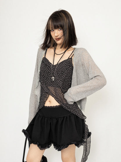 Mesh V-Neck Cardigan