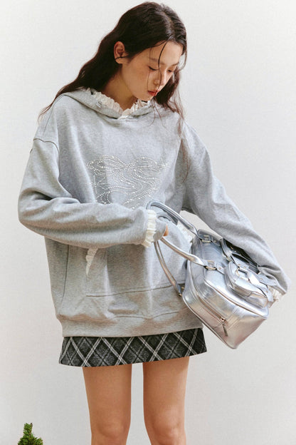 Bow Design Grey Sweatshirt