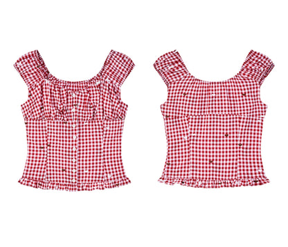 Vintage V-Neck Cotton Blouse