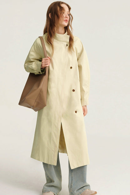 DESIGNER PLUS LANGE TRENCHCOAT HERBST 24 NEUE HOHE EINREIHIGE STEHKRAGEN CINCHED TAILLE TEMPERAMENT MANTEL