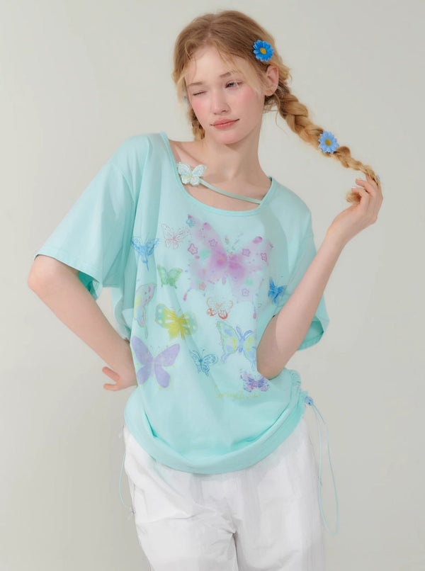 Retro Butterfly Print T-Shirt
