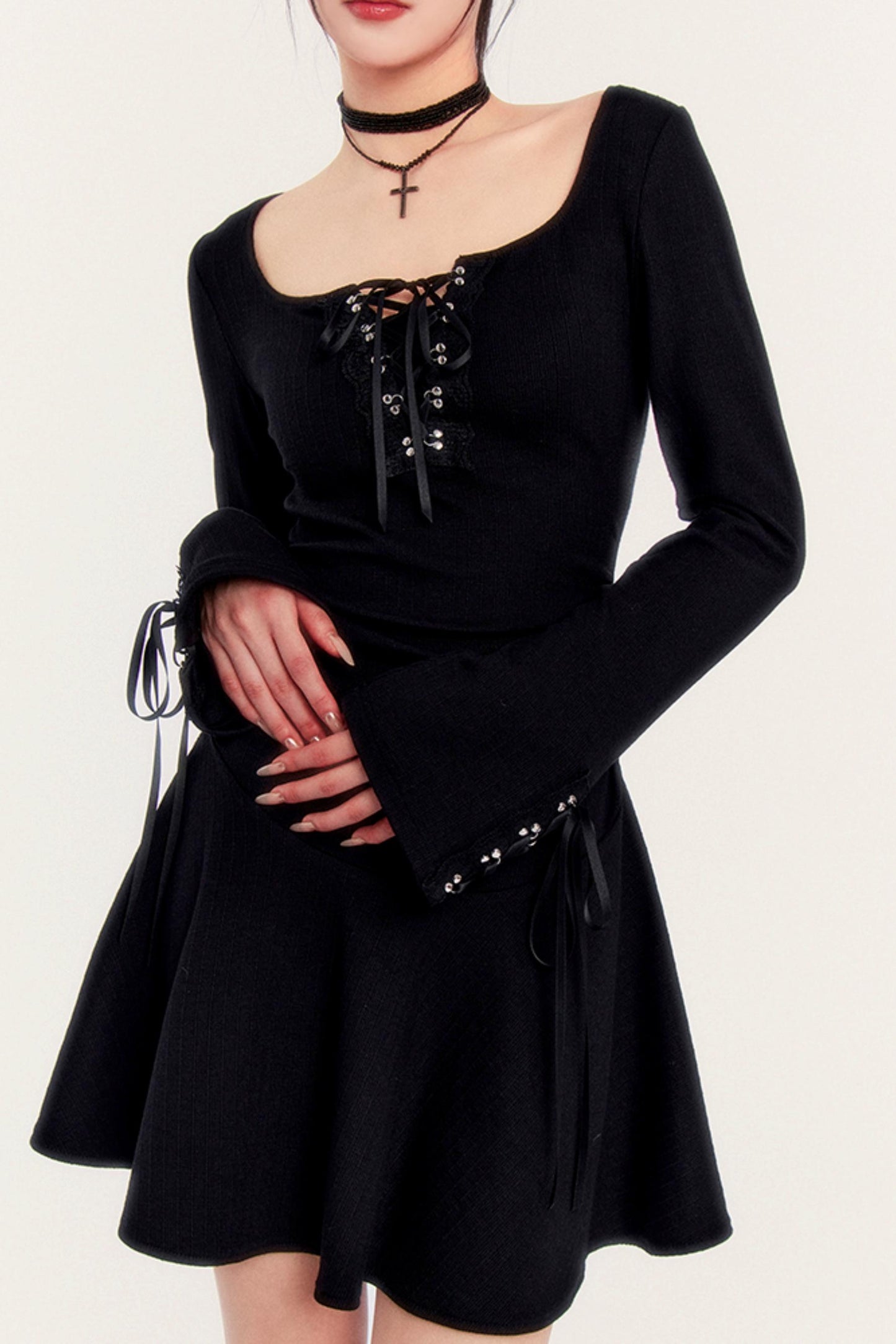 Square Neck Fitted Court Dress