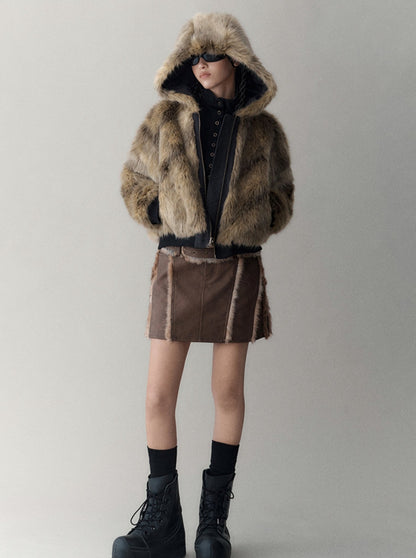 vintage plush fur workwear system coat