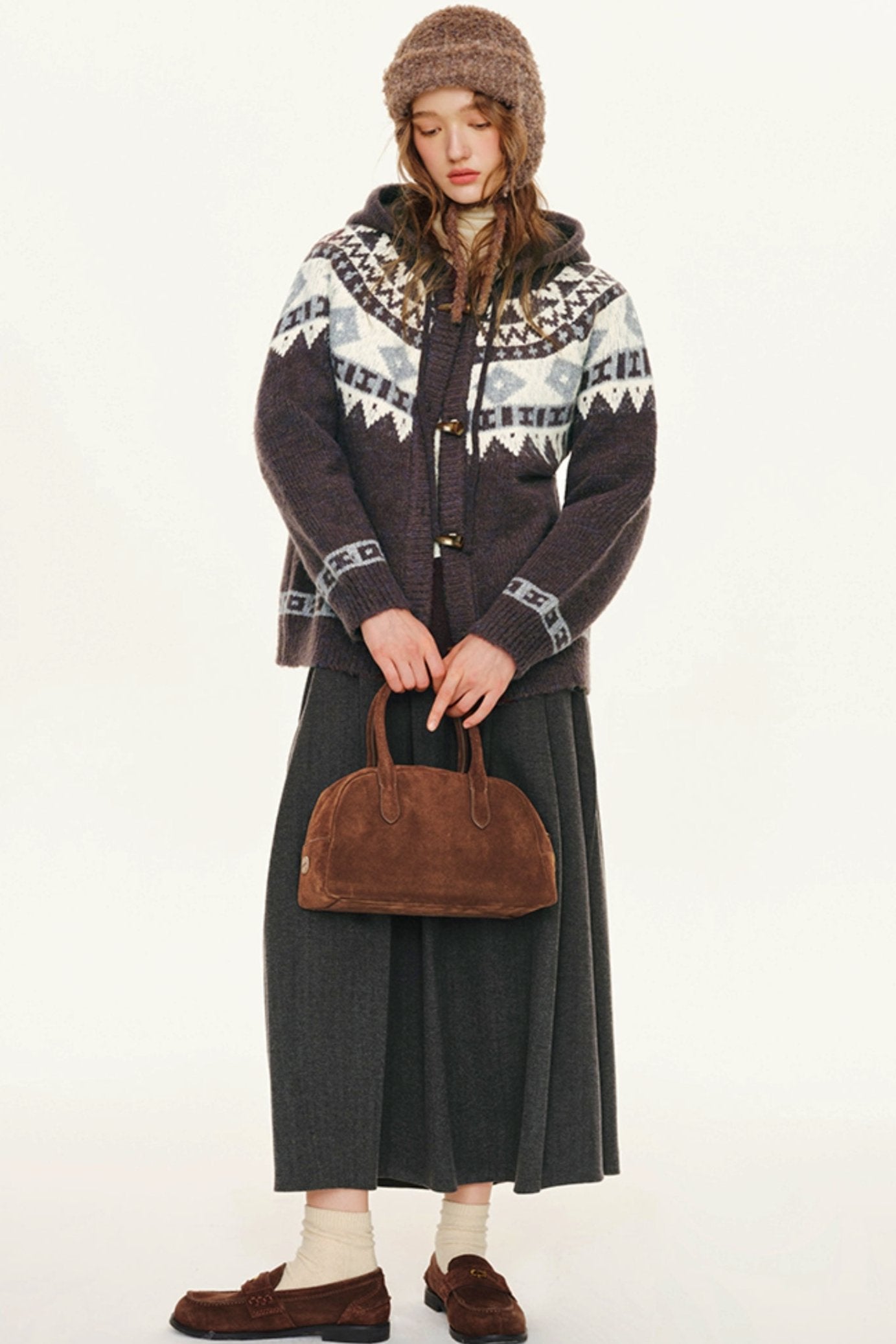 Fair Isle Varsity Knit Cardigan