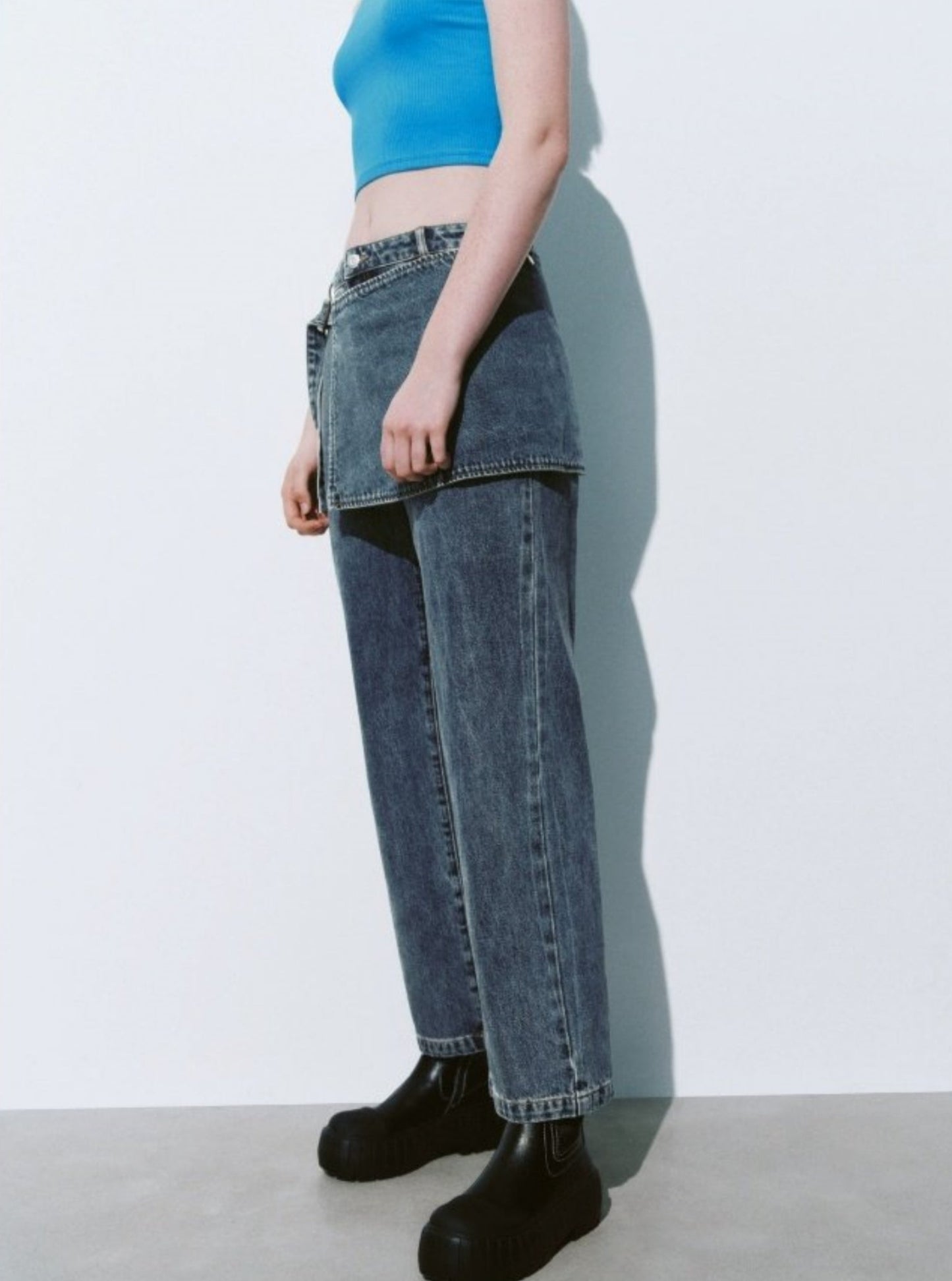 Patchwork Detachable Straight Denim Pants