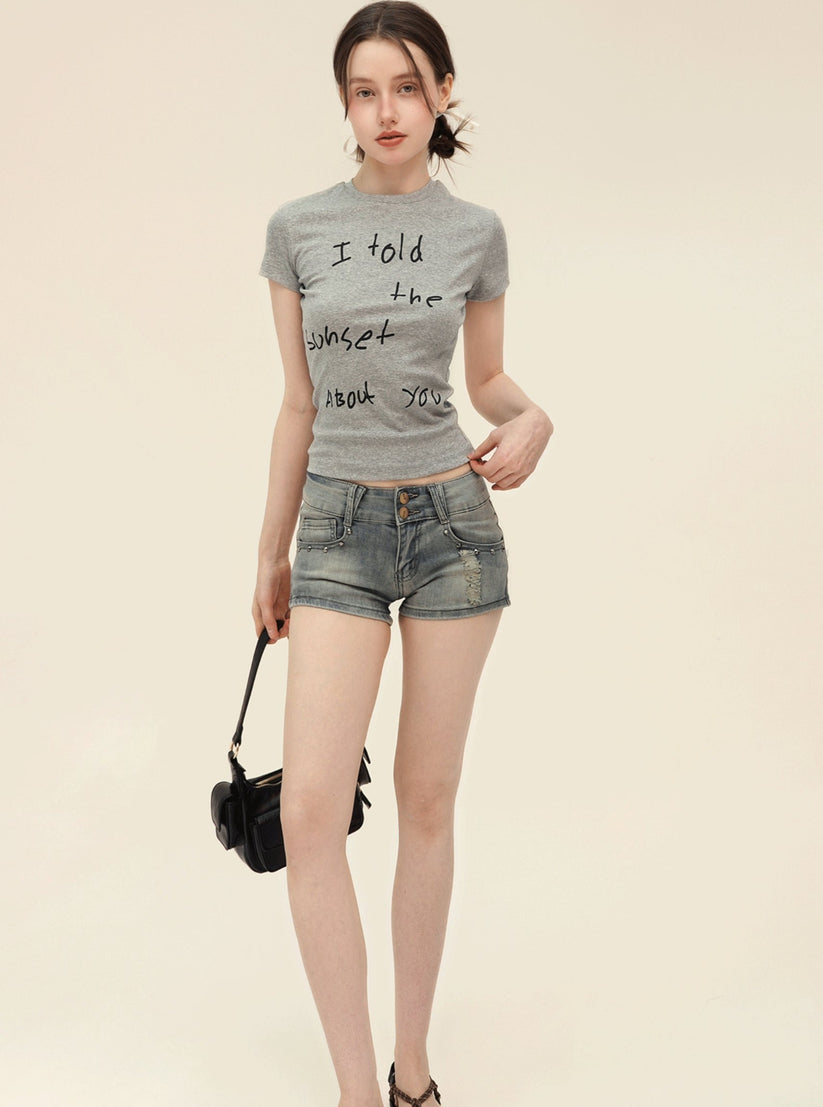 Letter Print Vintage T-shirt