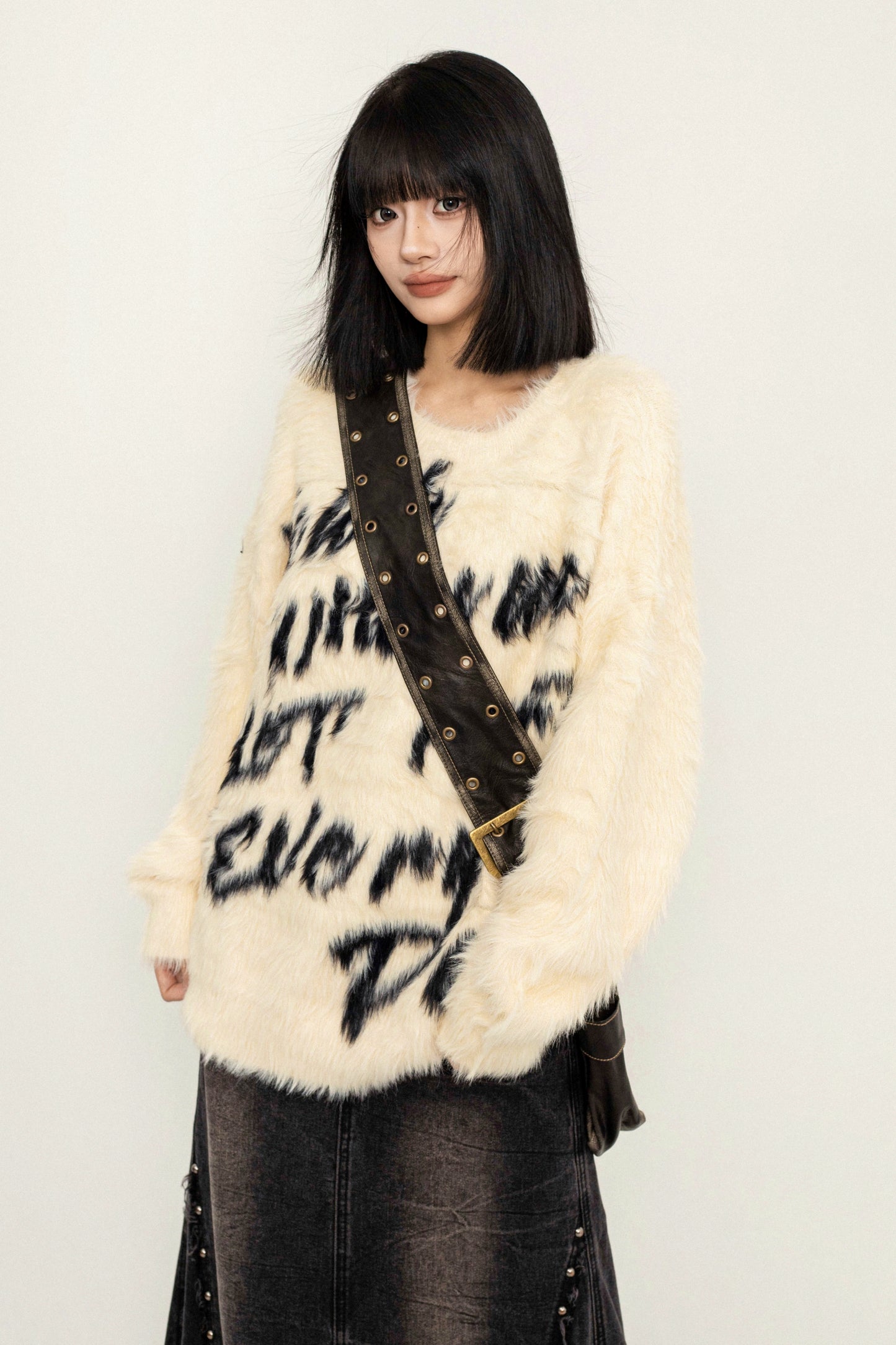 Loose Vintage Letter Mohair Sweater