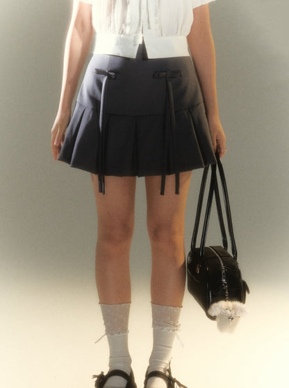 Anti-Wear Bow Pleated Skirt