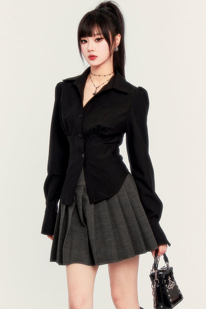 Dark Japanese High Waist Pleated Skirt