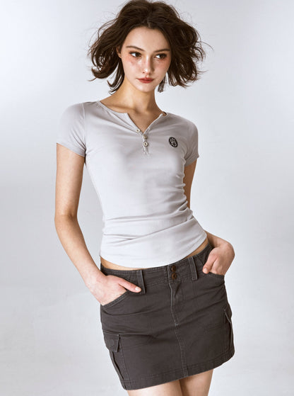 Basic Shoulder Round Neck T-Shirt