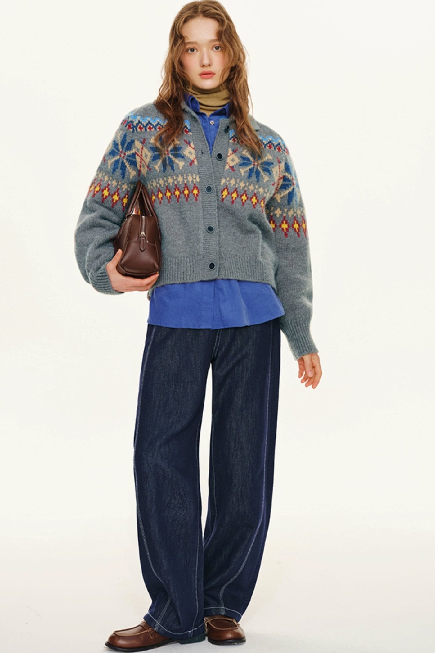 Preppy Lapel Fair Isle Sweater