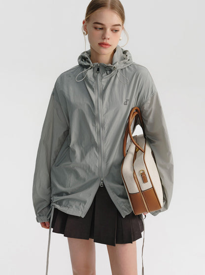 Gray Hooded Sunscreen Jacket