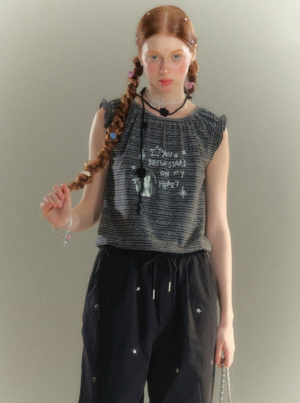 Black Monogram Print Crew Neck T-Shirt