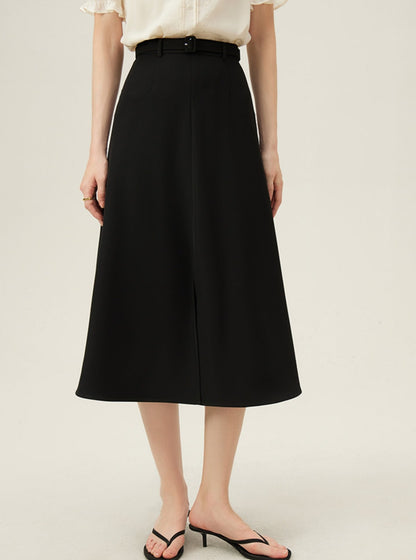 High Waist Commuter A-line Slit Skirt