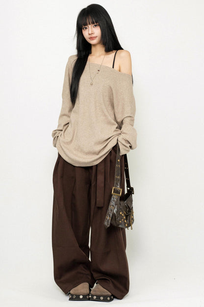 Asymmetric Shoulder Knit Top