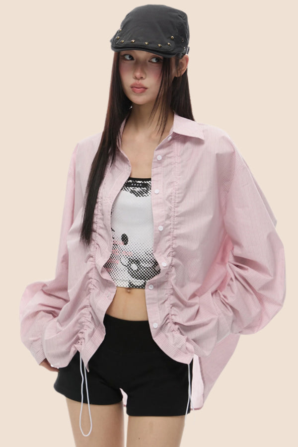 Loose Fit Gathered Shoulder Shirt