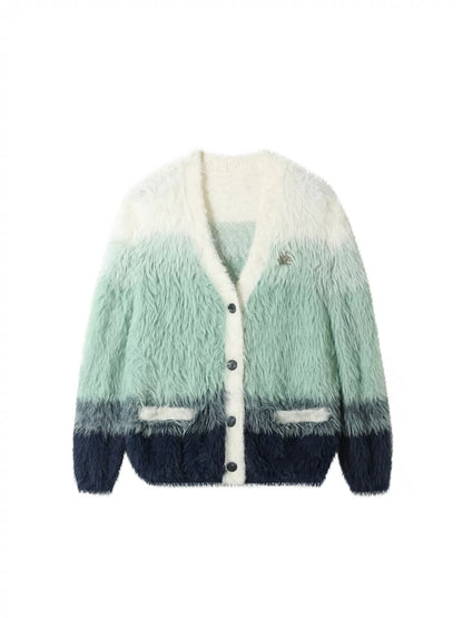 Imitation Mink Hair Gradient Cardigan