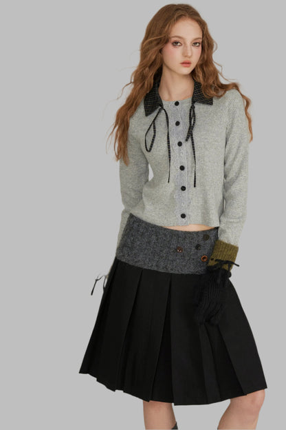 Cropped Wool Lace Cardigan