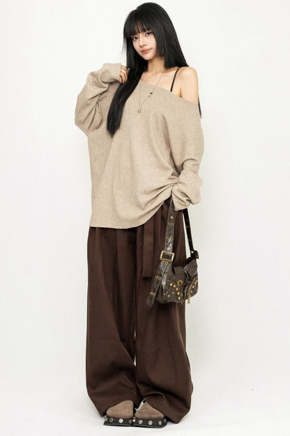 Asymmetric Shoulder Knit Top