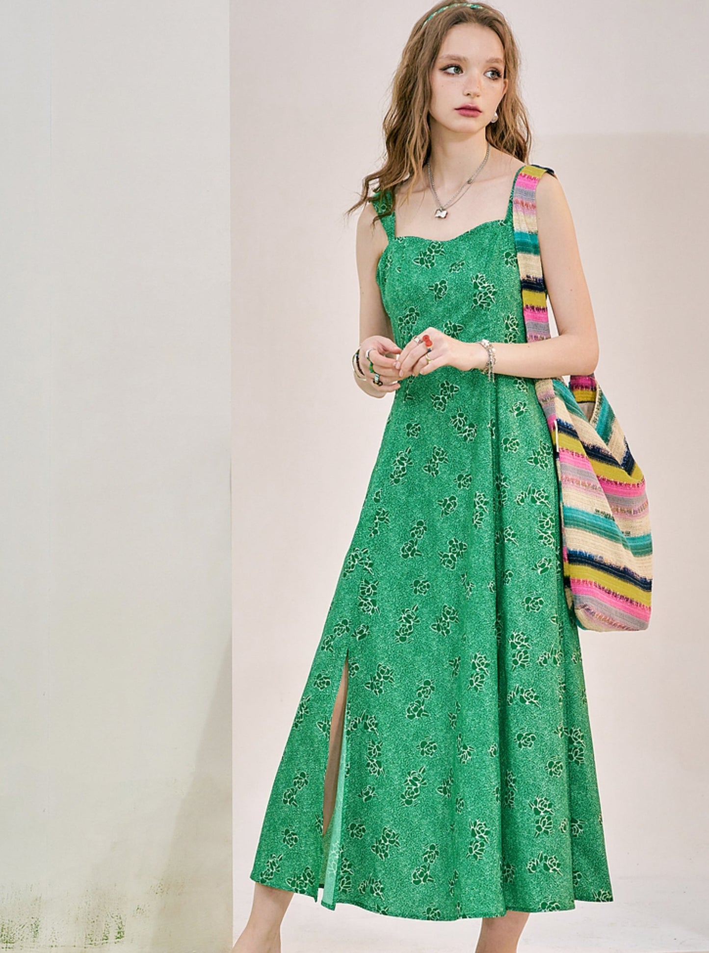 Green Floral Slip Dress