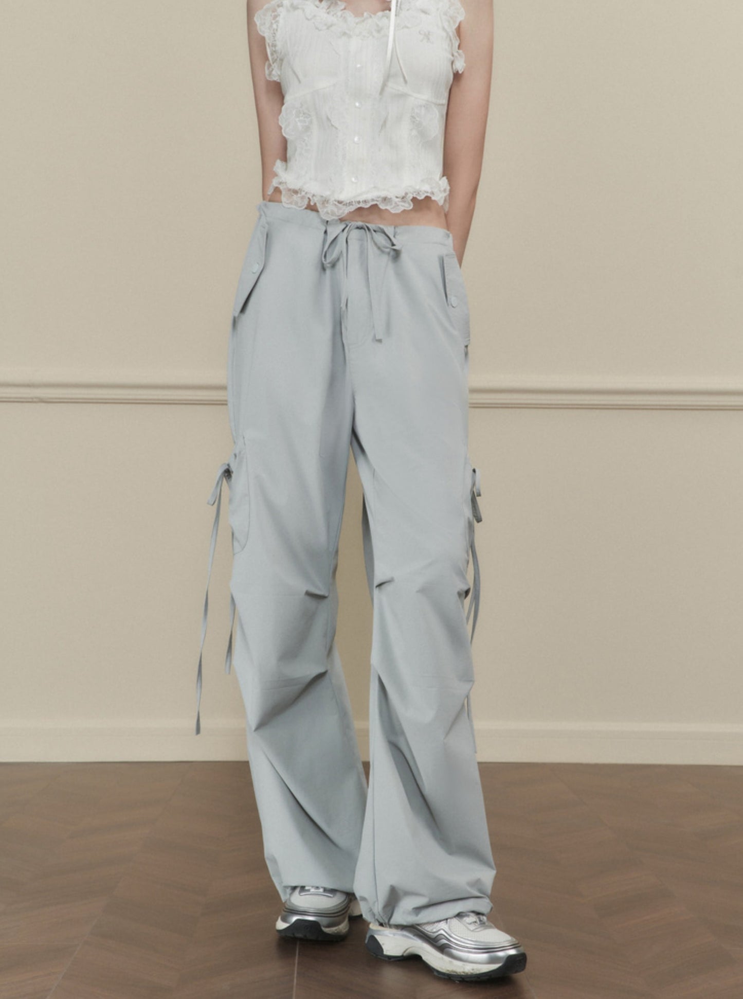 Bow Stitched Double Waist Pants