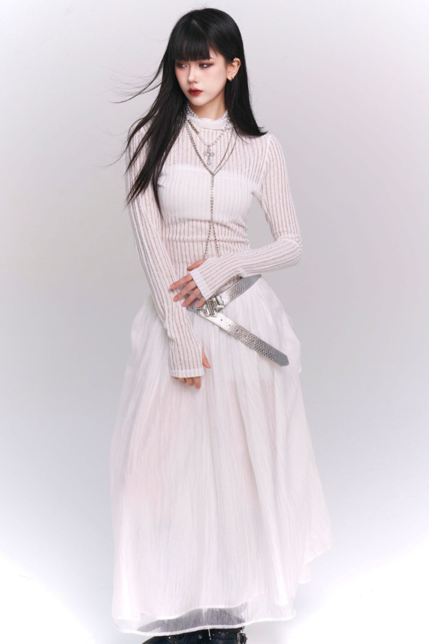 White Long-Sleeve Moonlight Dress