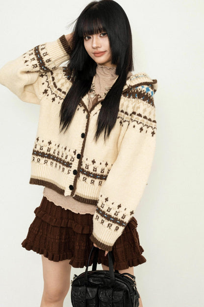 Hooded Wool Crop Jacket