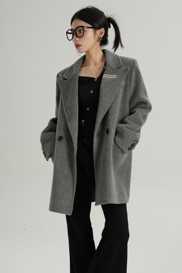 High-End Black Wool Tweed Jacket