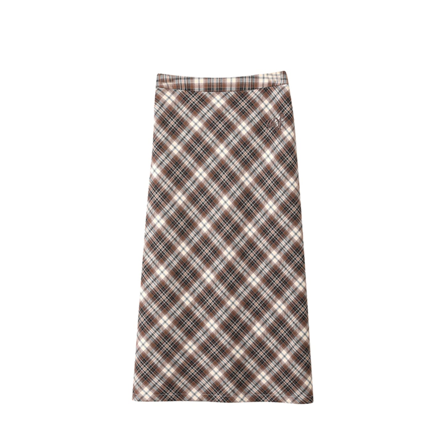 Brown Plaid A-Line Skirt
