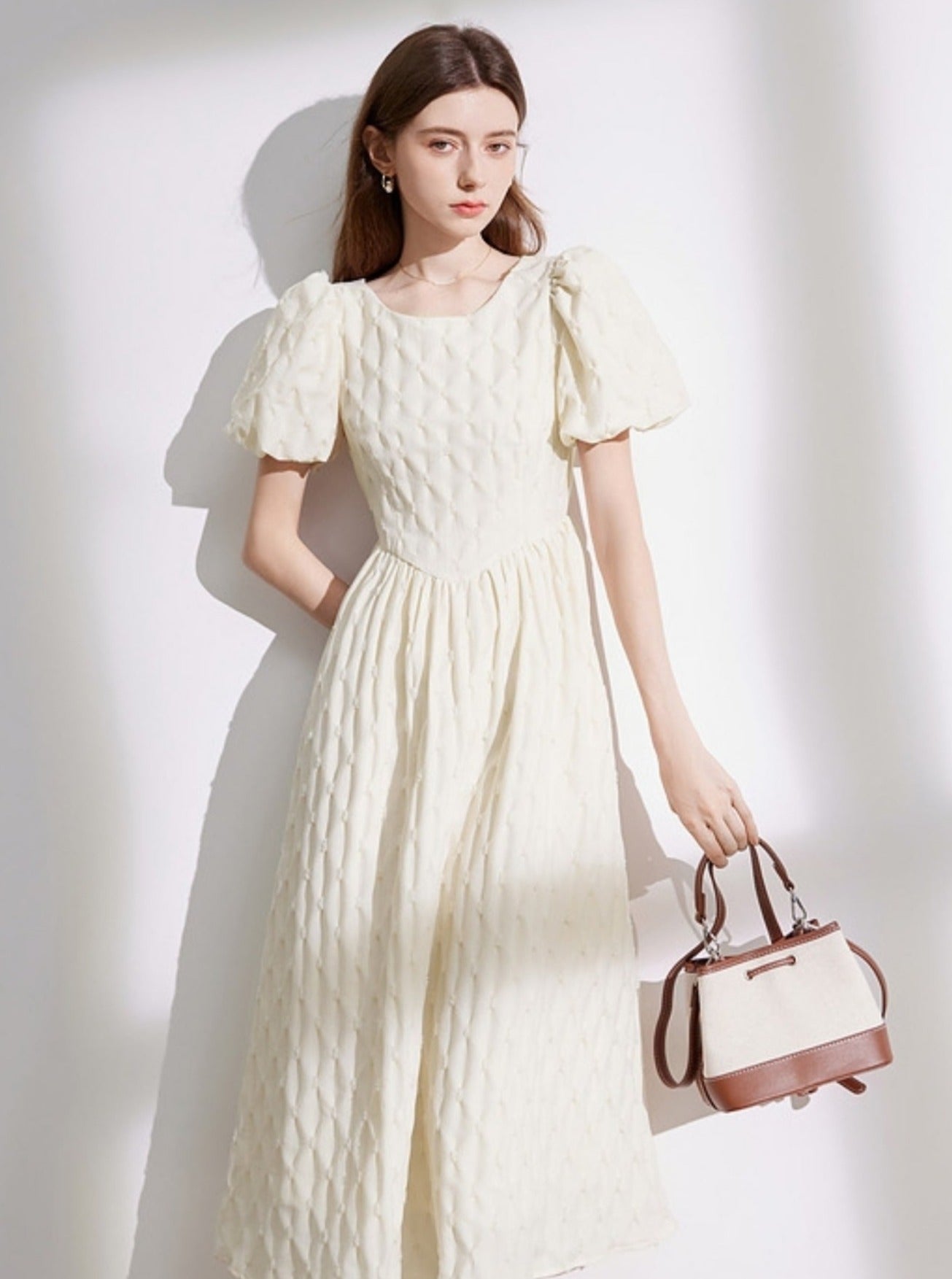 French Elegant Puff Sleeve Dress