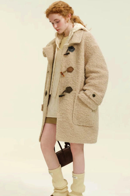 Horn Buckle Stand-Collar Wool Coat