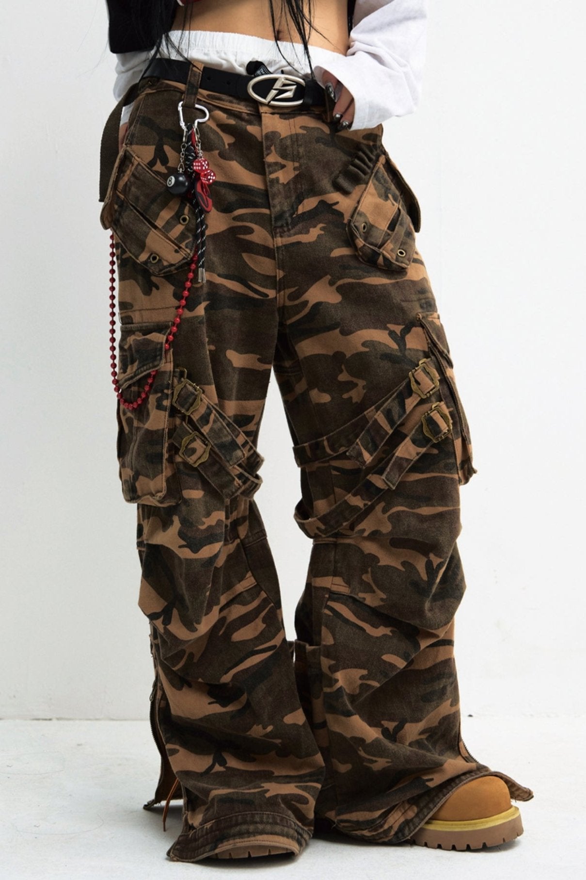 GREEN CAMOUFLAGE TACTICAL STRAIGHT CARGO PANTS