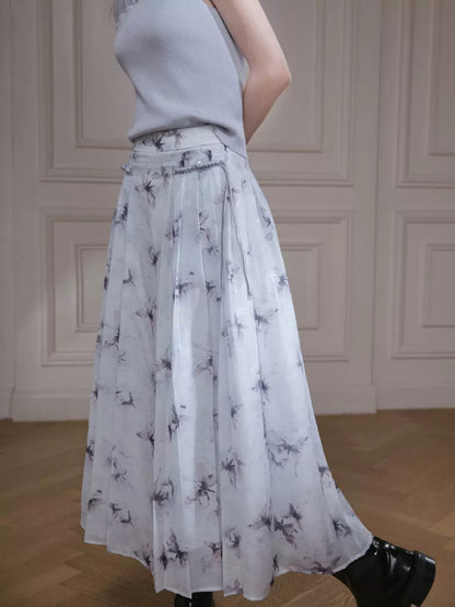 Chinese Press Pleated Skirt