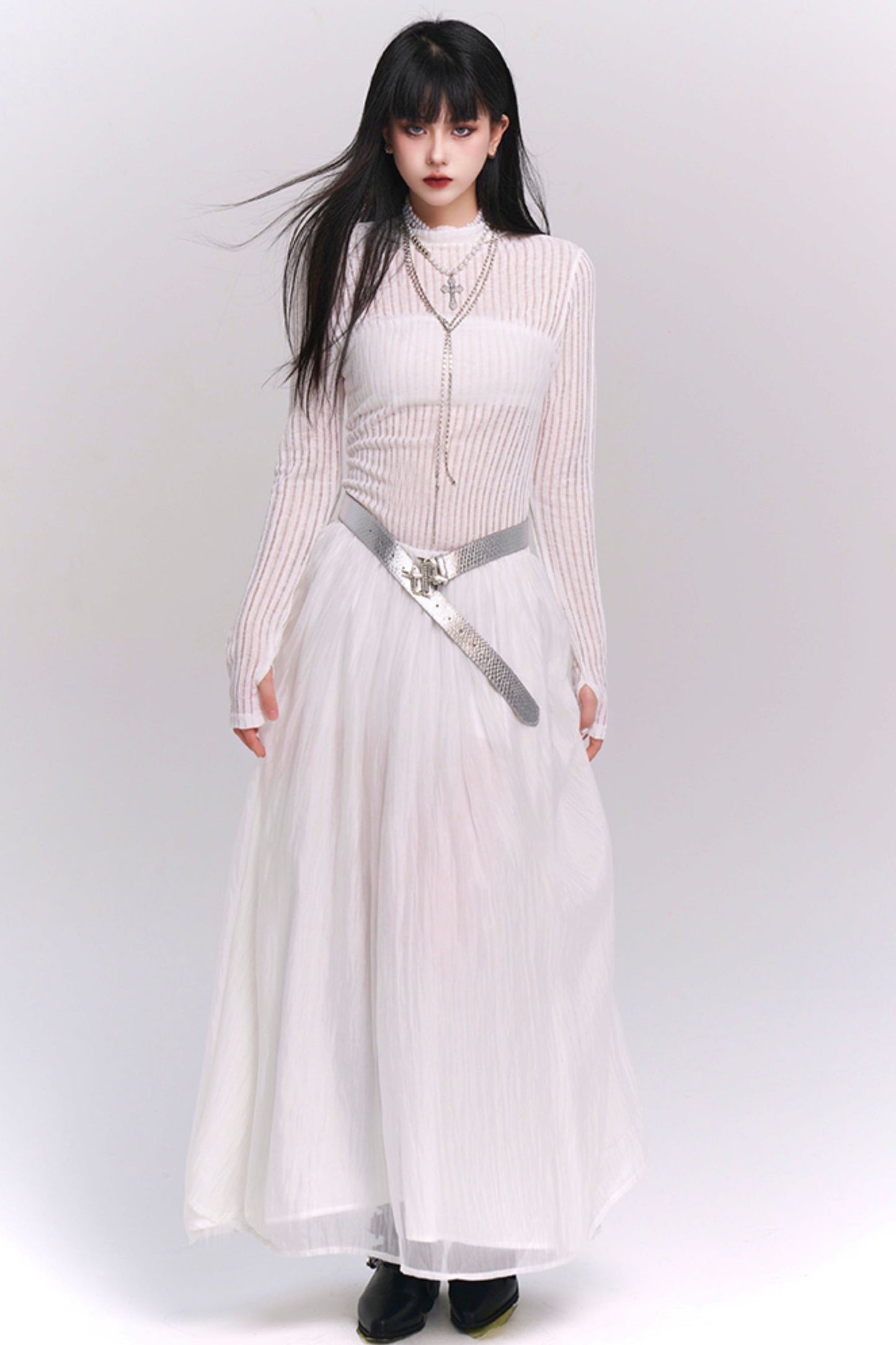 White Long-Sleeve Moonlight Dress