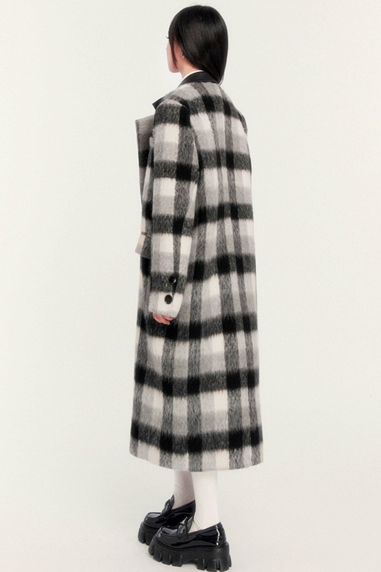 Warm long plaid jacket