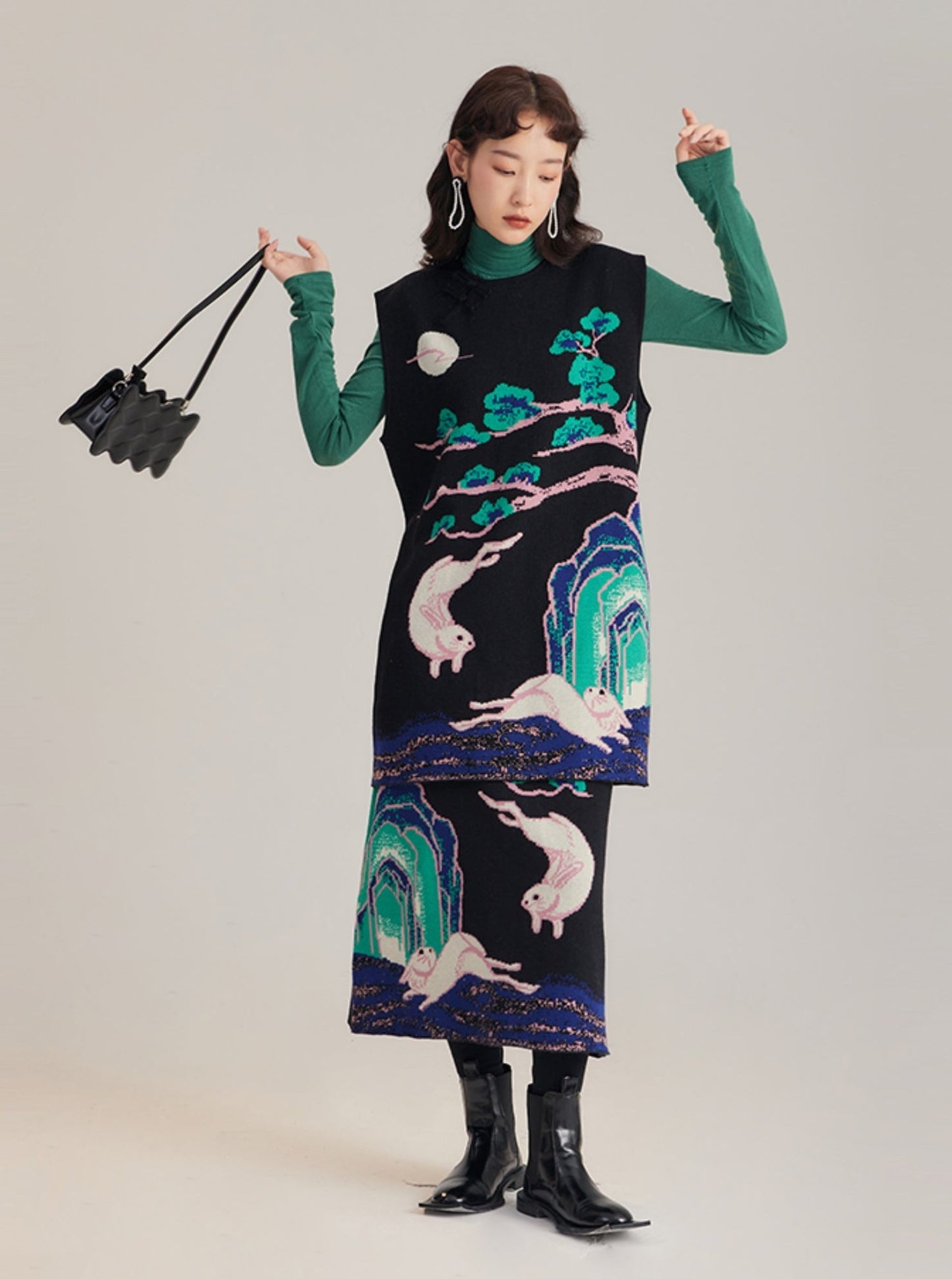Retro -Muster -Wollrock im chinesischen Stil