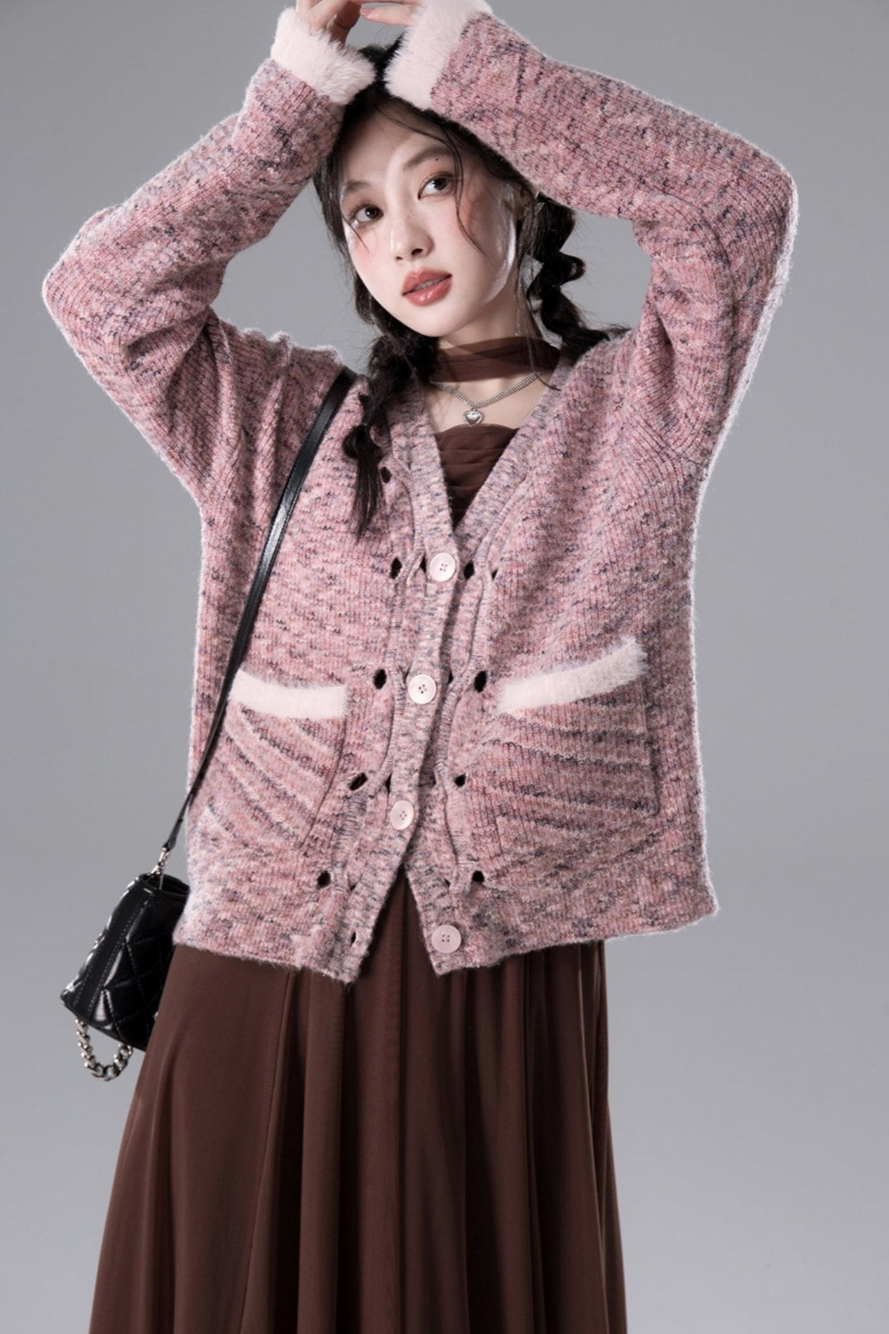 Berry Pink Purple Wool Cardigan