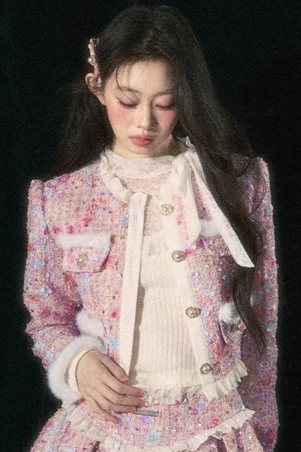 작은 향기 핑크 스커트 세트업 