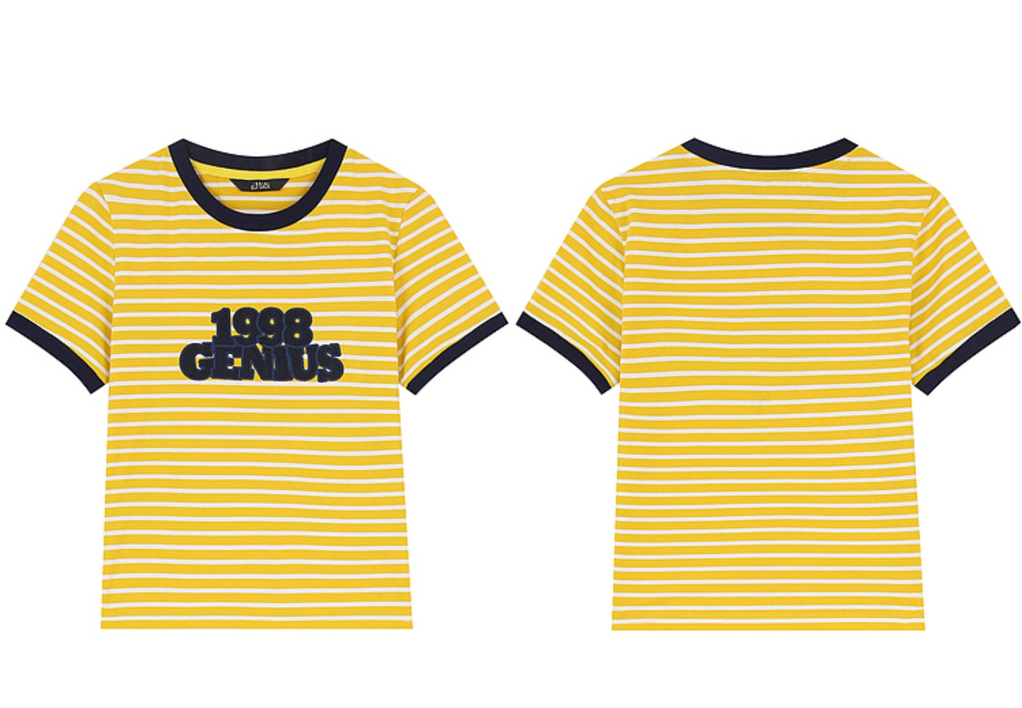 Streifen-Kontrast-T-Shirt mit kurzen Ärmeln