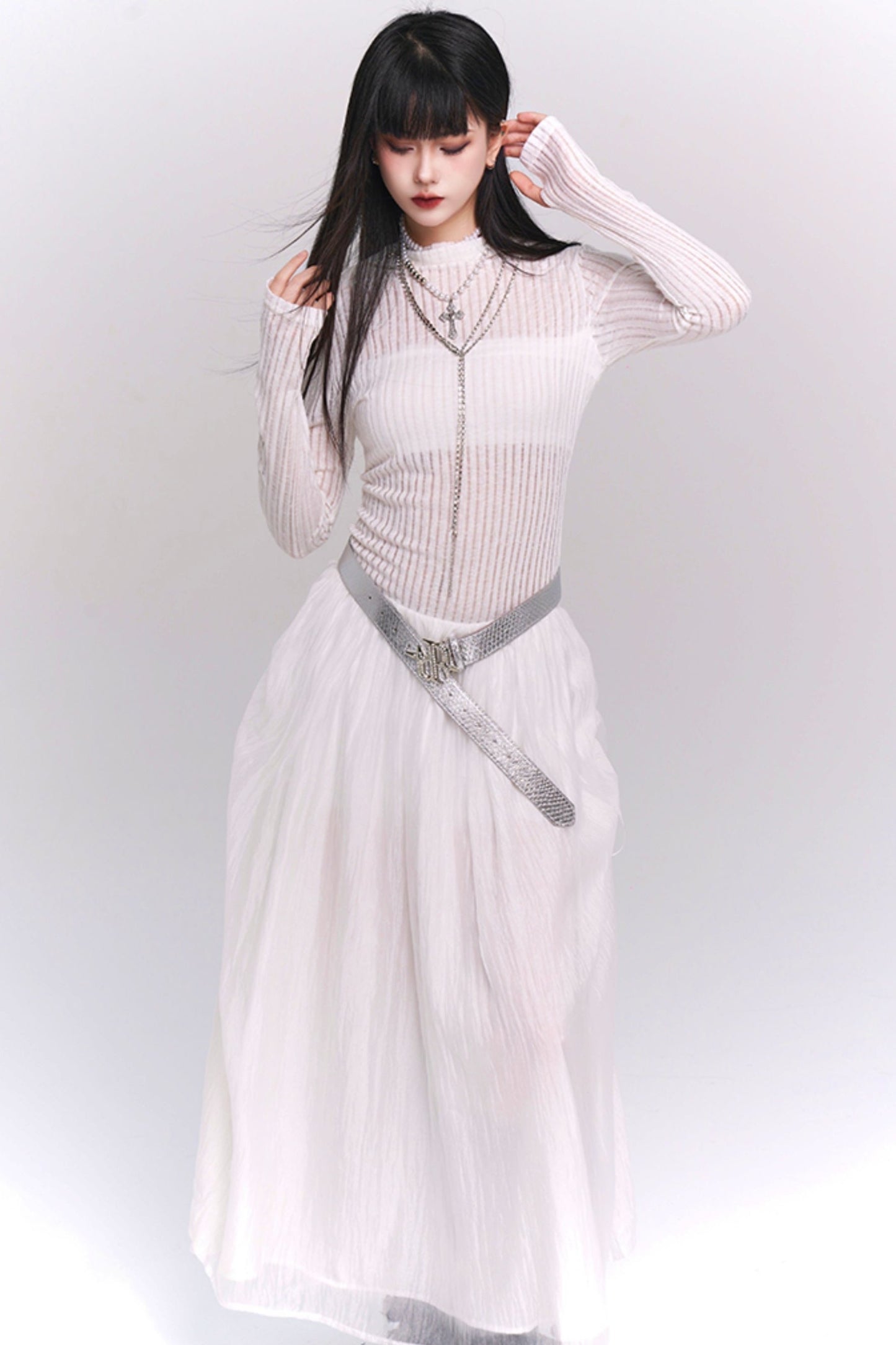 White Long-Sleeve Moonlight Dress