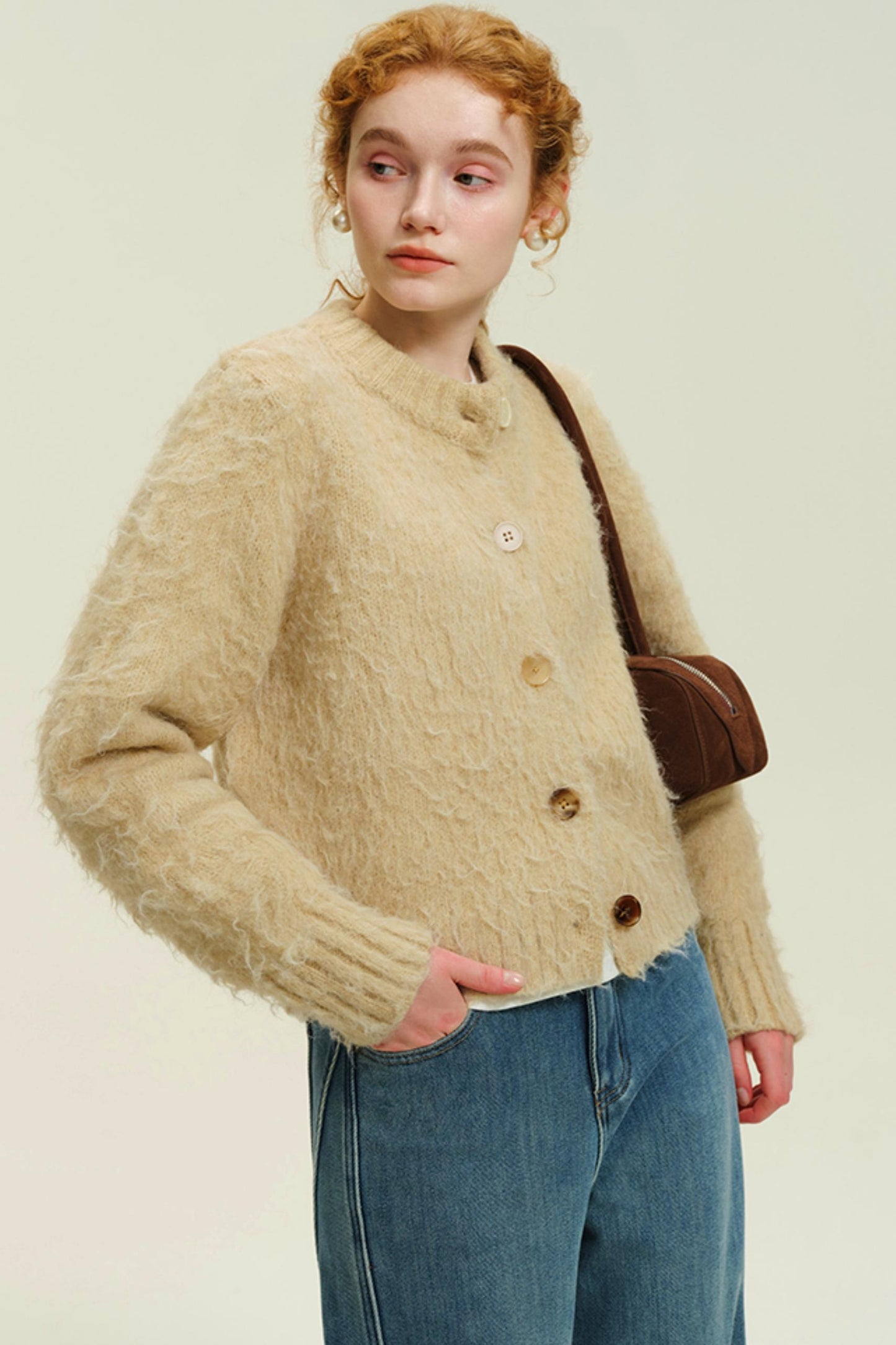 Alpaca Plush Crew Cardigan