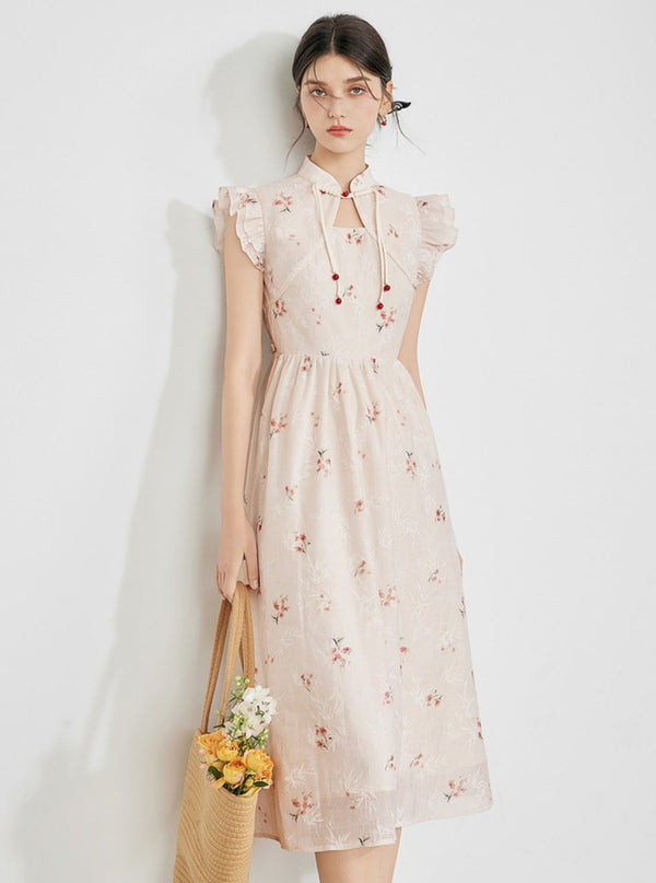 Stand-Up Collar Cheongsam Dress