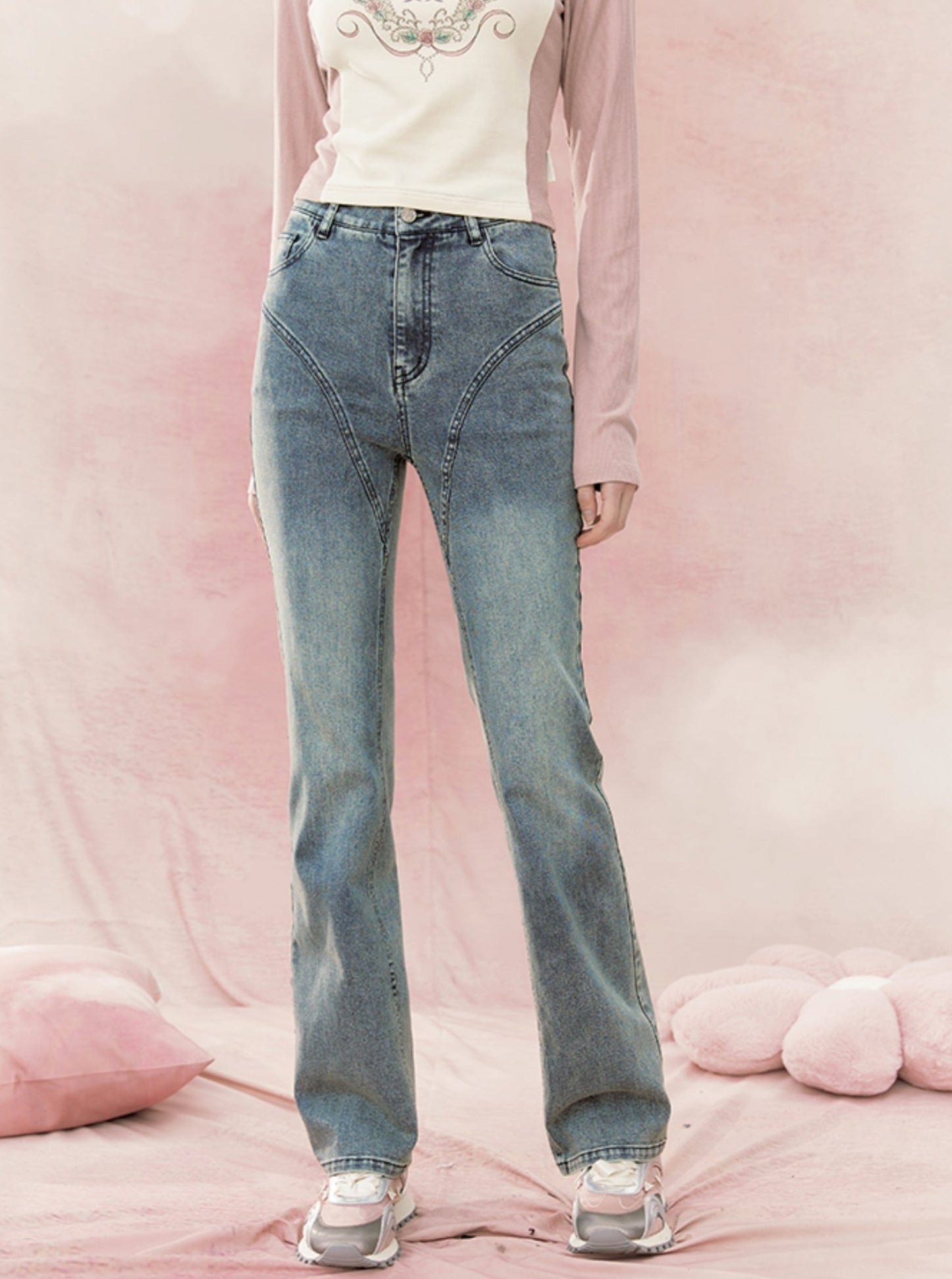 Retro bootcut slim pants