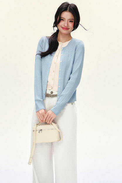 Double-Layer Slim Knit Cardigan