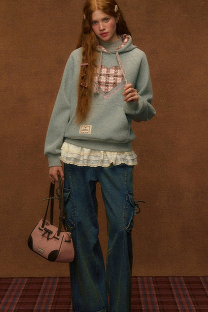 Irregular Bow Fleece Jeans