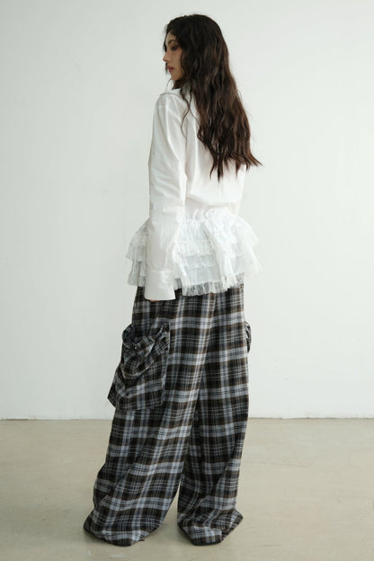 White Lace Tie-Waist Long Shirt