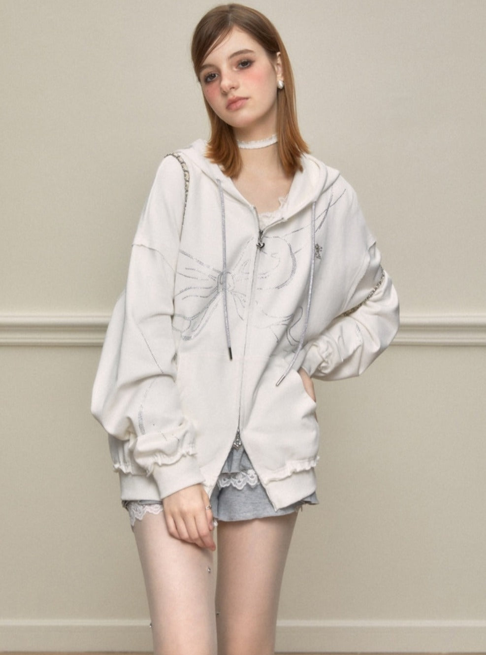 High-end casual loose hooded coat