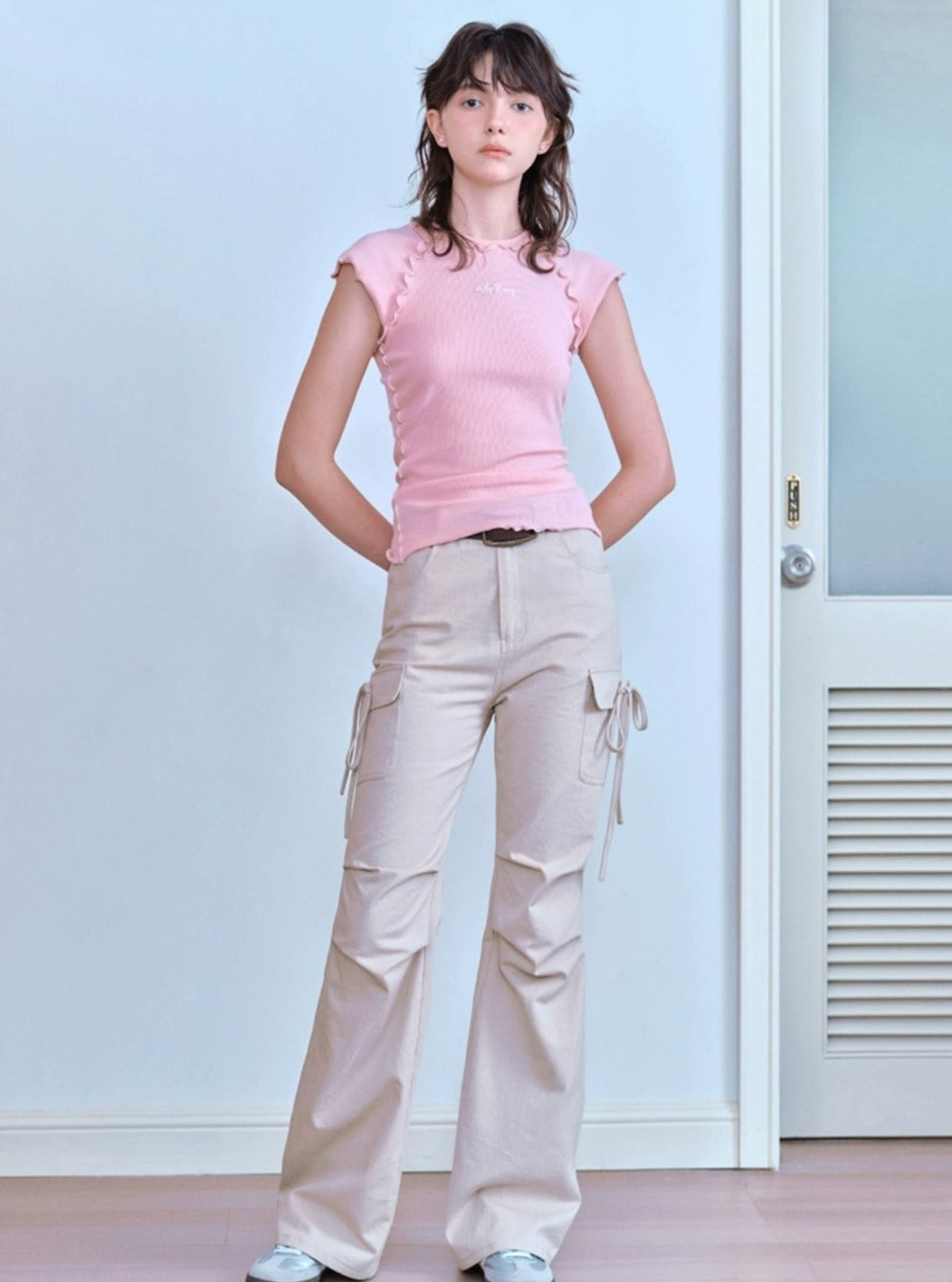 Bow Flared Slim Fit Trousers Pants