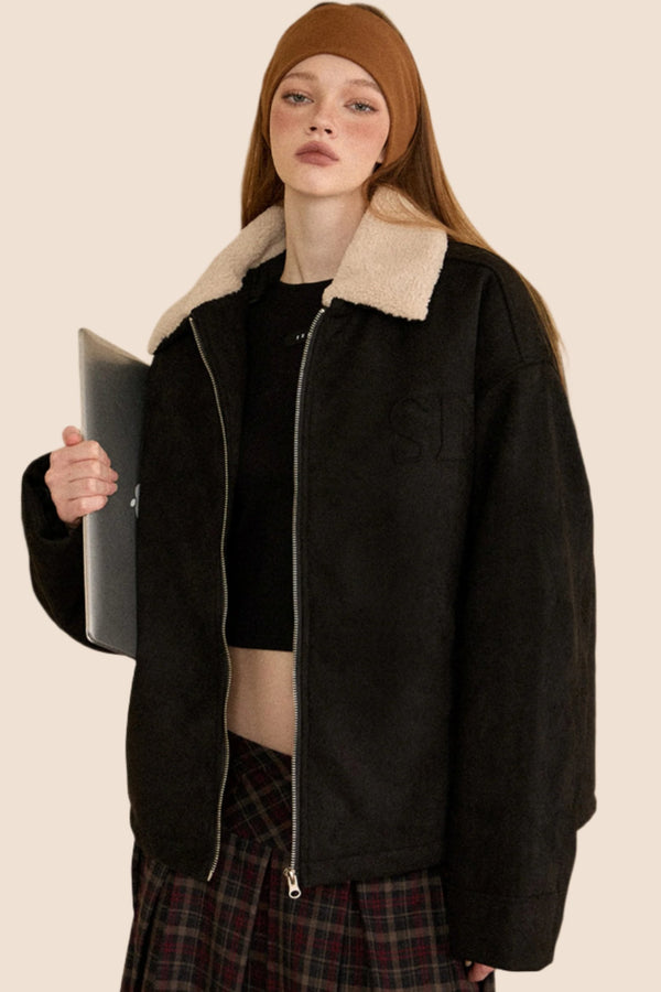 사슴가죽 벨벳 따뜻한 면 재킷 