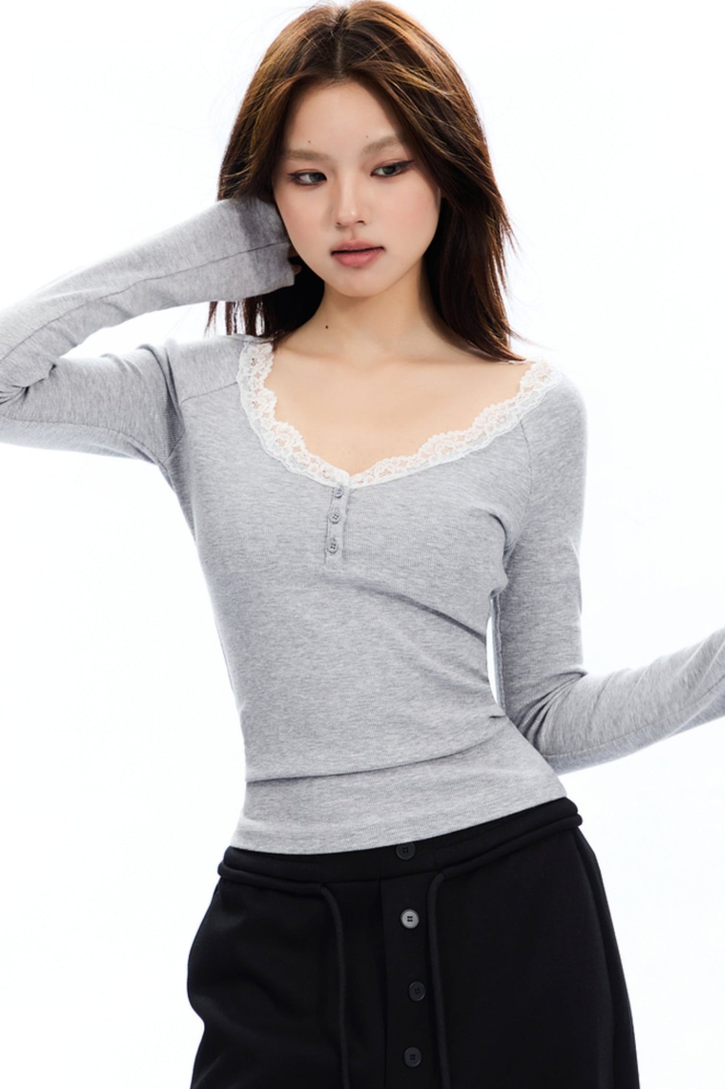 Slim Fit Raglan Sleeve Knit Top